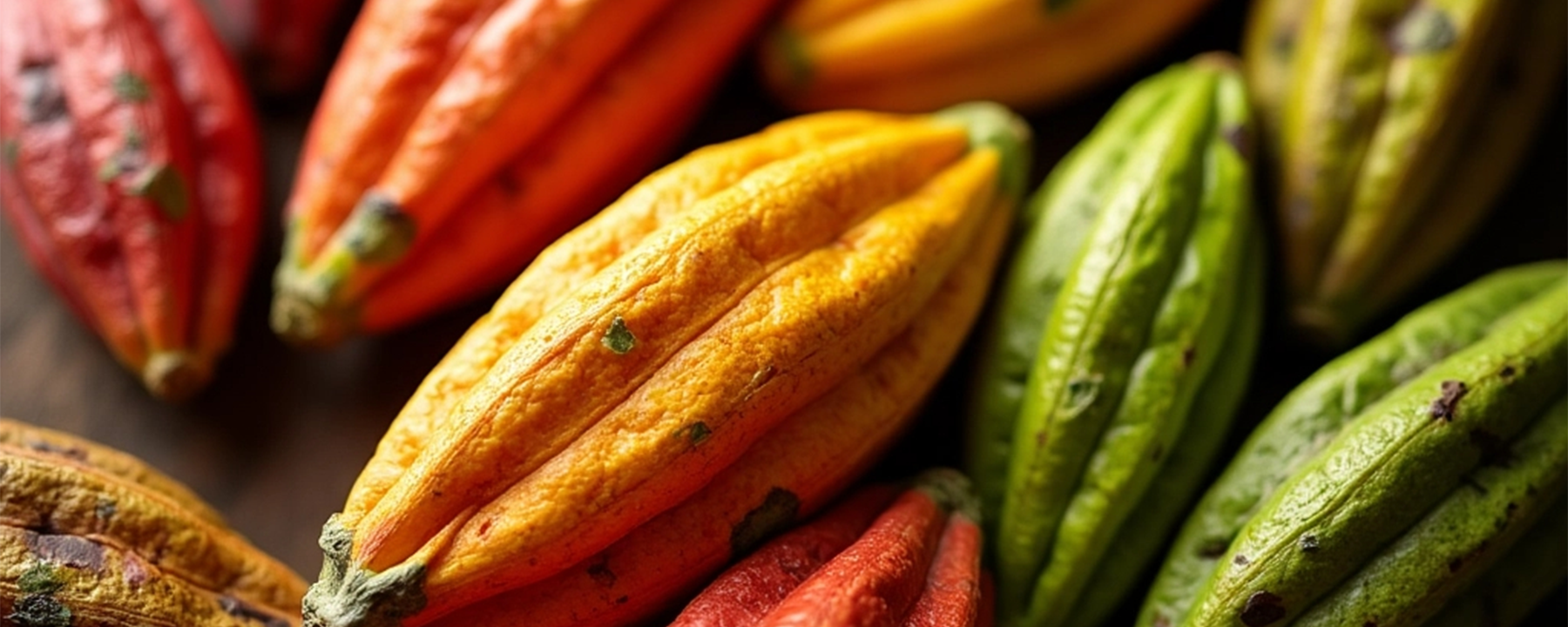 Colorful cacao pods