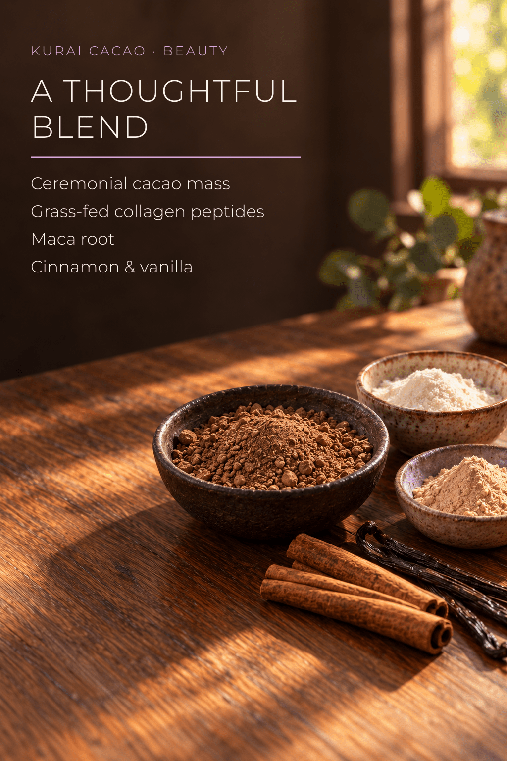 Kurai Beauty Ceremonial Cacao | Grass-Fed Collagen Peptides - Kurai CacaoKurai Beauty Ceremonial Cacao | Grass-Fed Collagen PeptidesKurai CacaoKurai Cacao8600138716353 ozKurai Beauty ingredients: ceremonial cacao mass, grass-fed collagen peptides, maca, cinnamon and vanilla